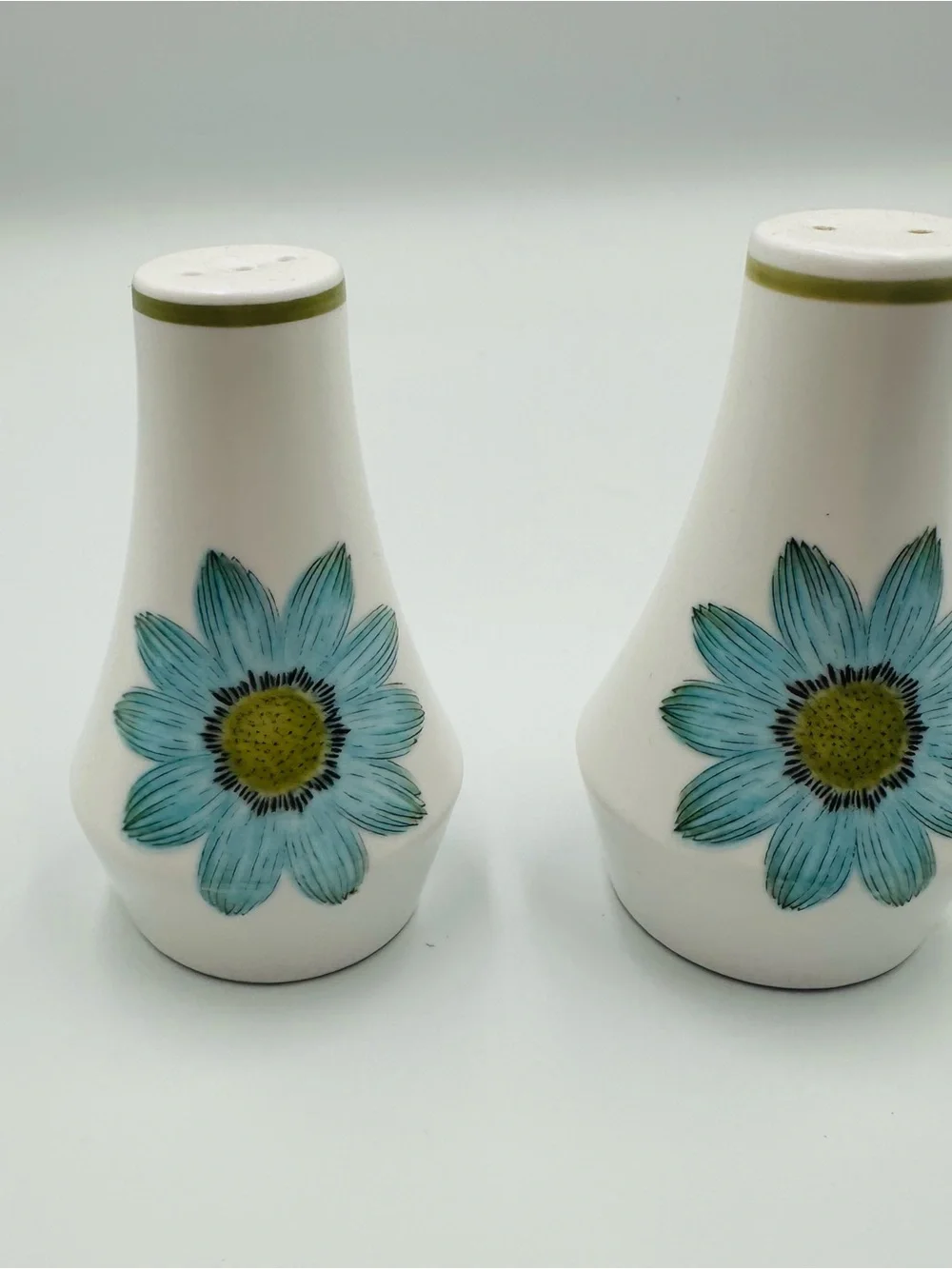 Blue Floral Ceramic Salt and Pepper Shakers - Set of 2